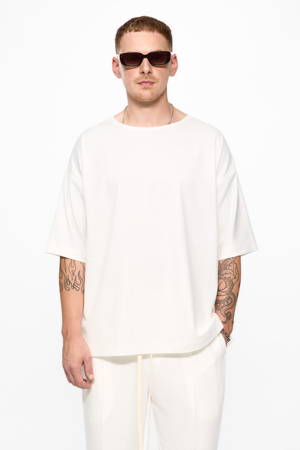 Tricou alb din stofa Thom V2