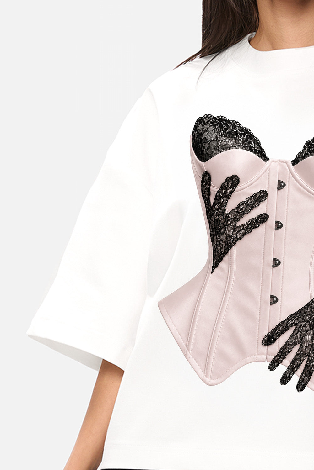 Tricou off-white cu imprimeu ivory hands