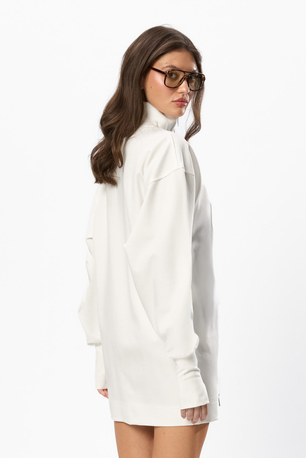 Rochie mini off white cu fermoar cu dublu-sens Bipolar