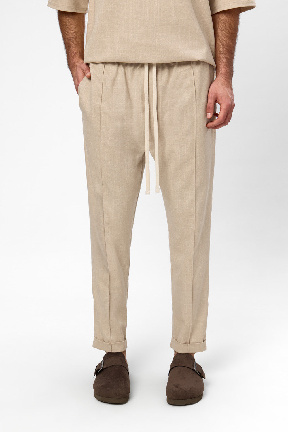 パンツ ANTONIO VATTEV BAGGY HARDWEAR TROUSERS Pantaloni maro din stofa 247 - Hamza