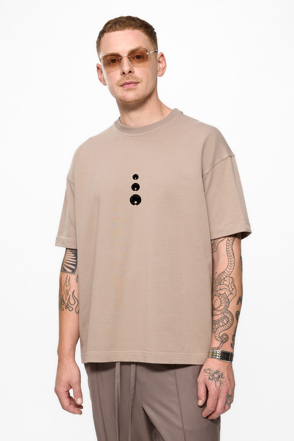 Triangle Printed Beige T-shirt