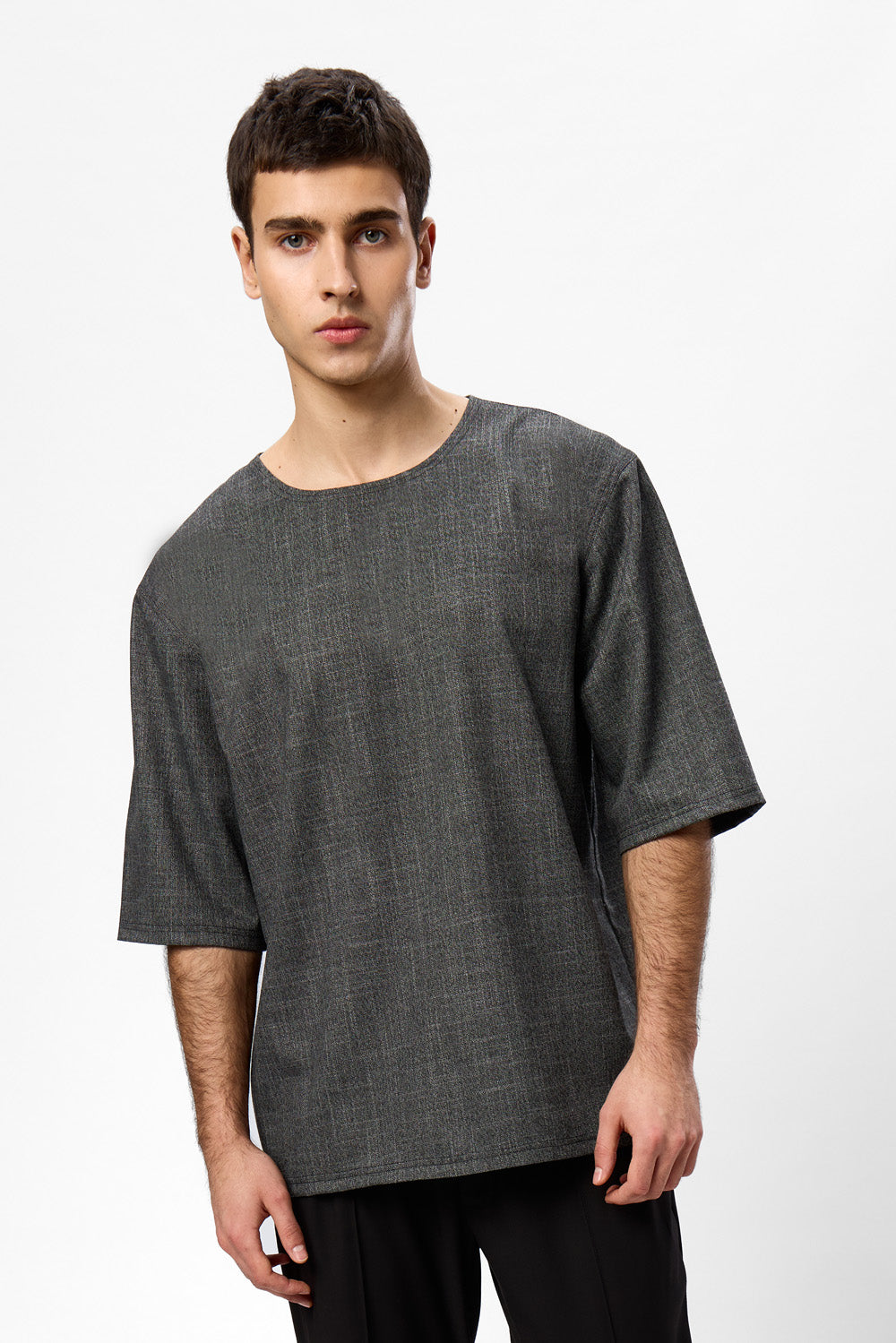 Thom black melange cloth T-shirt