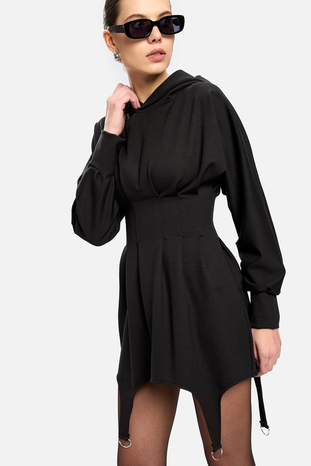 Cairo black dress with garter straps