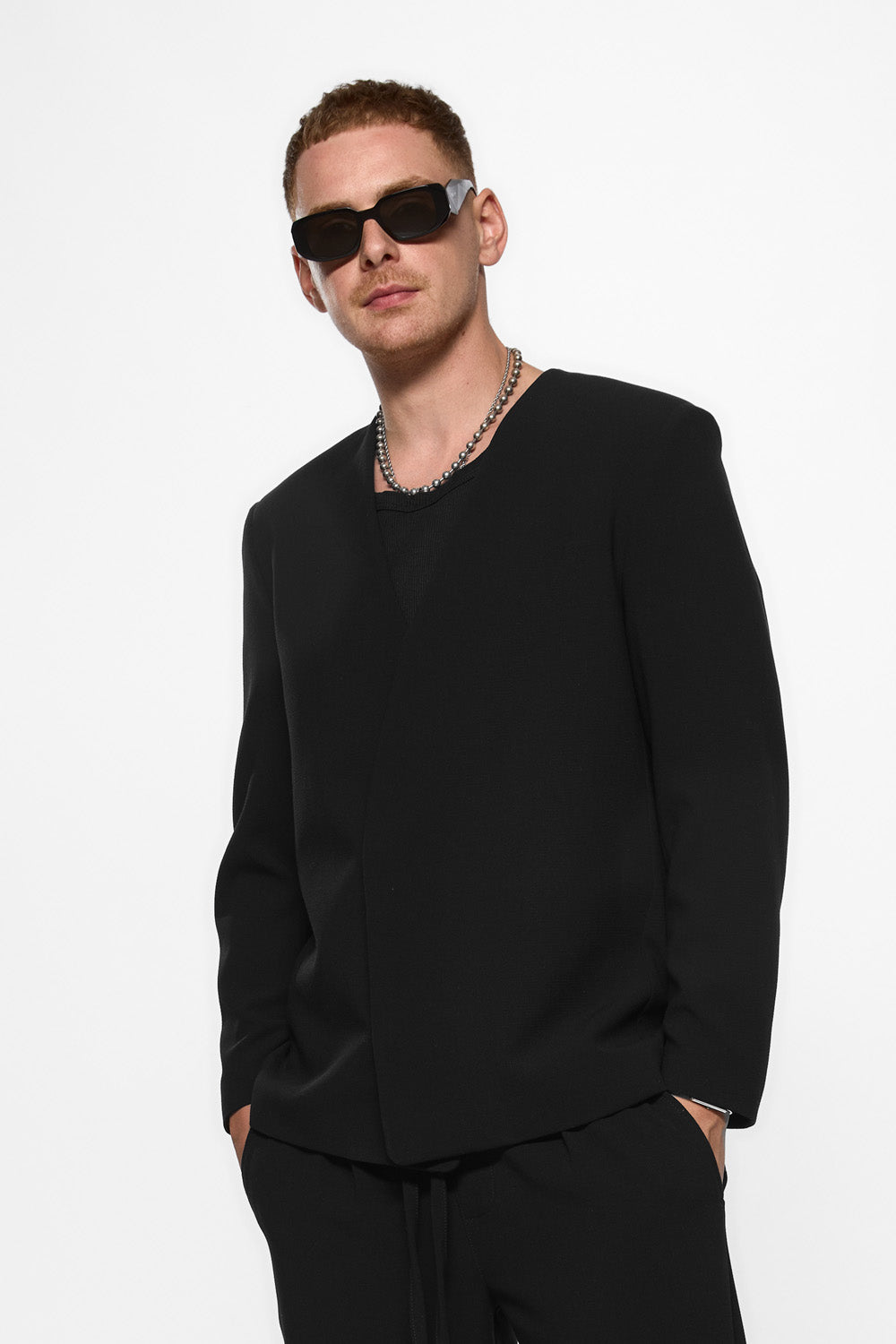 Cardigan negru din stofa de barbati 247 v2 
