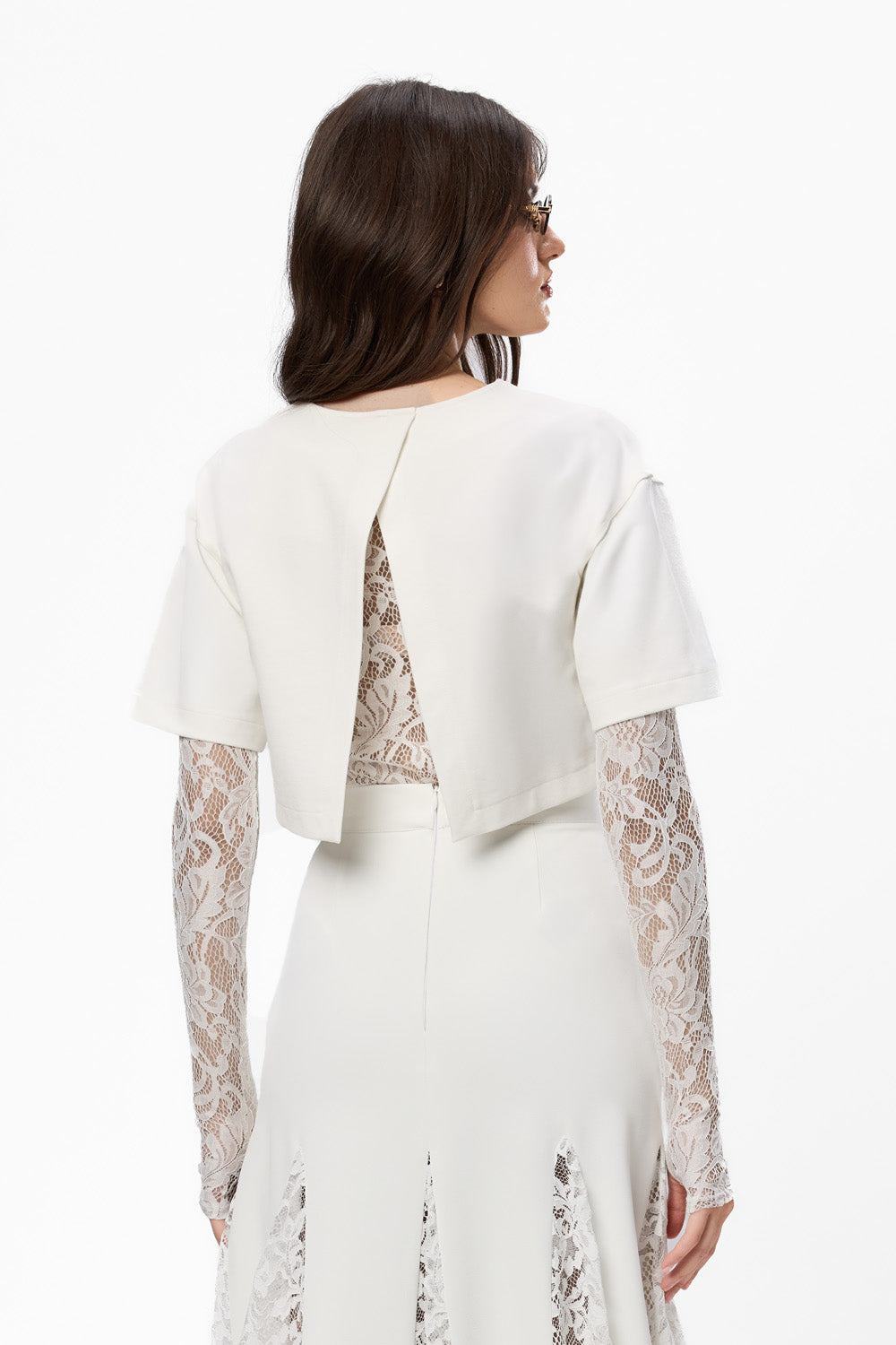Osaka Off-White Top with sheer lace Body