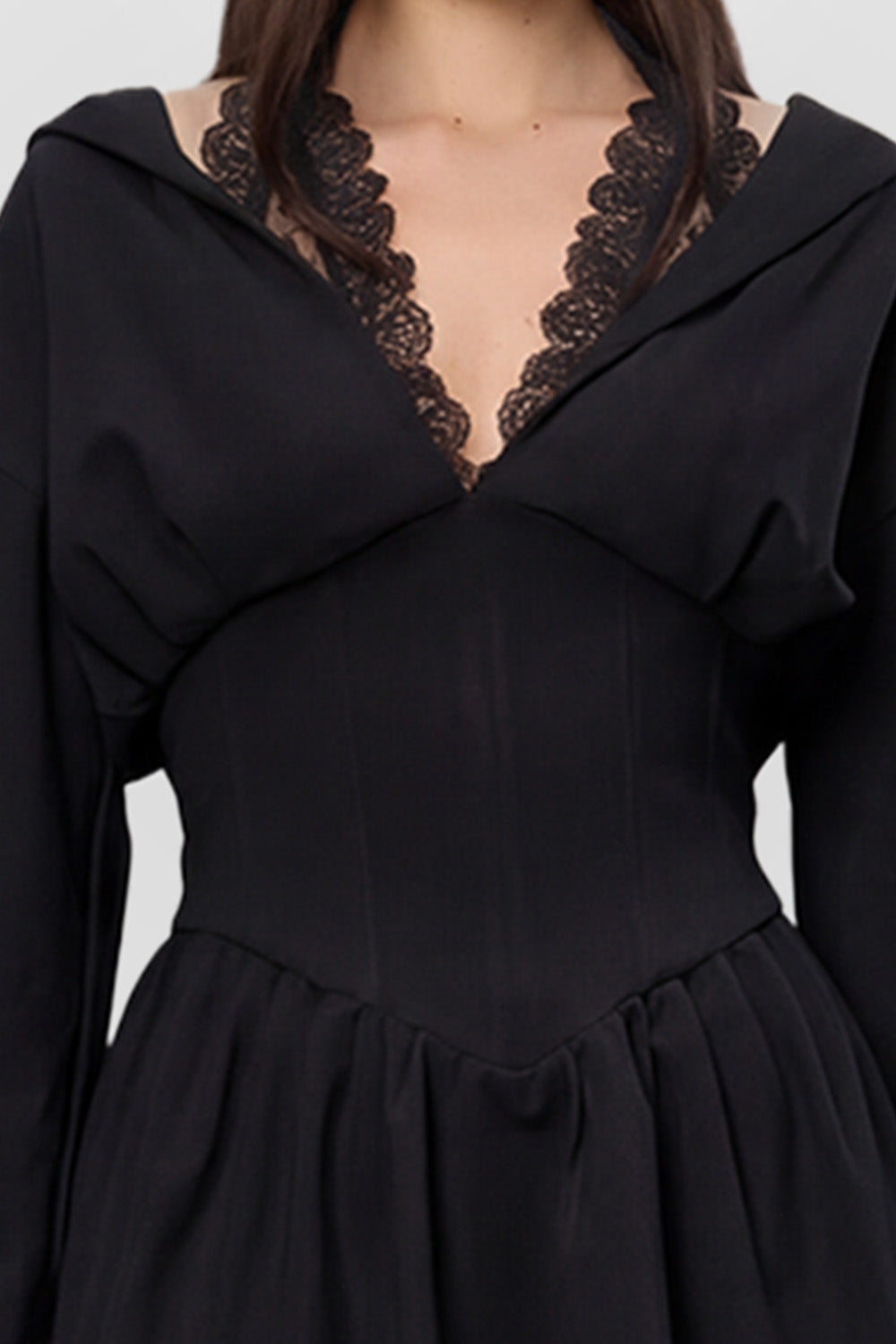 Rochie neagra cu corset si dantela Karol V2