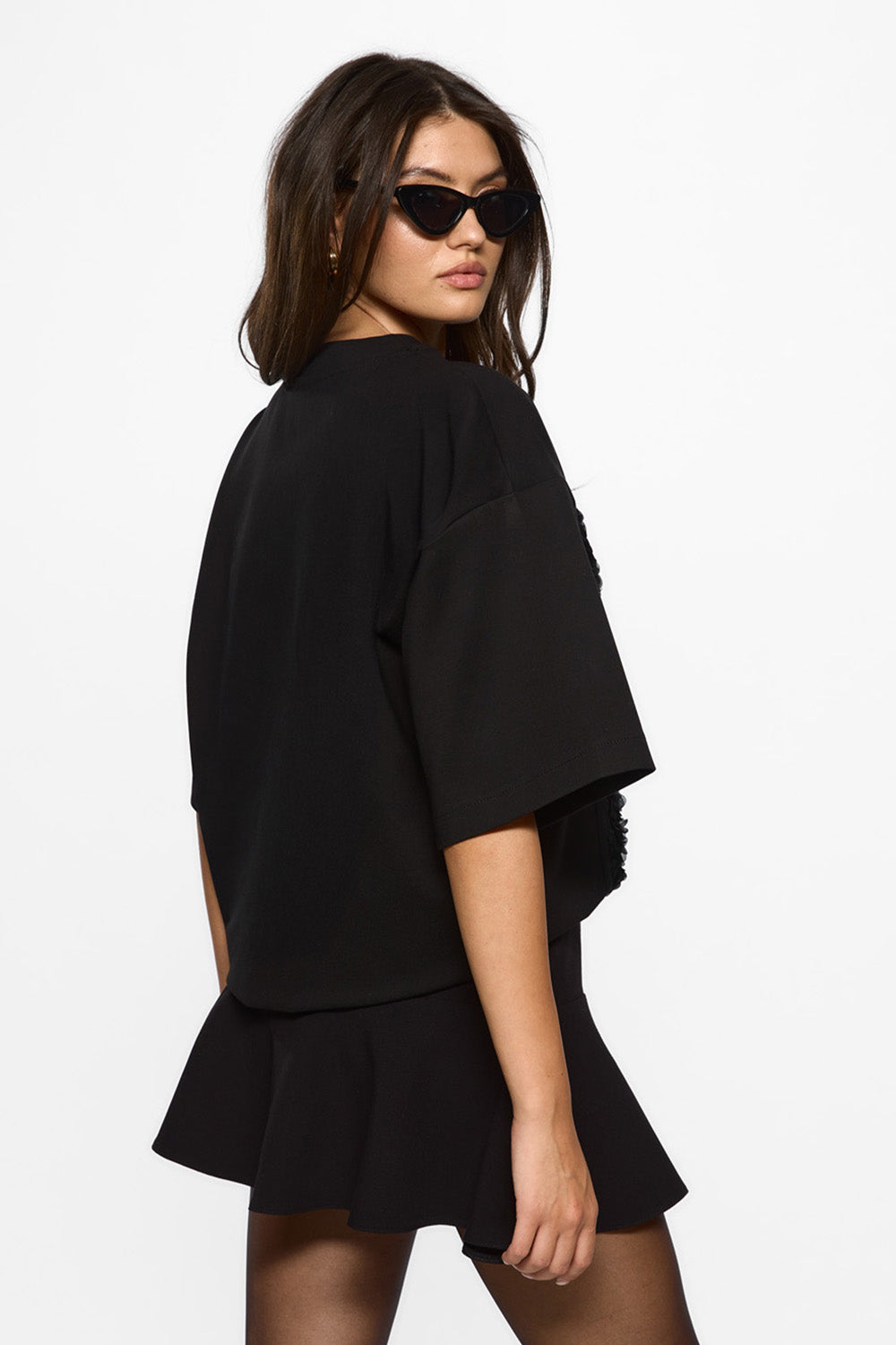 Tricou negru cu imprimeu Charmante V2