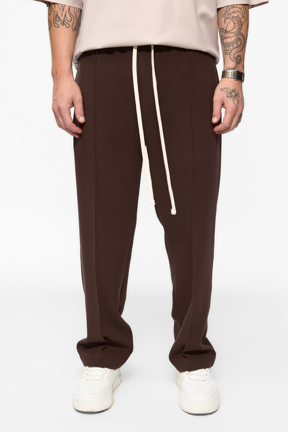 Pantaloni maro de stofa 247 de la hamza. Brown Pants cloth for men 247 Hamza