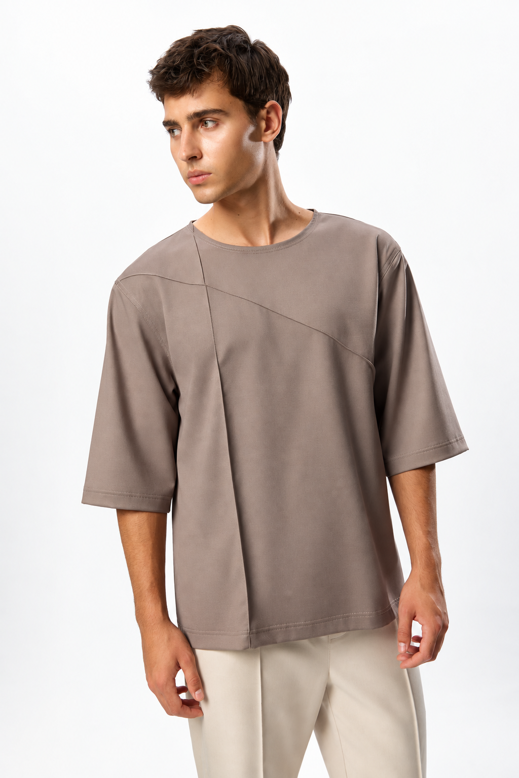 Tricou bej din stofa Thom X