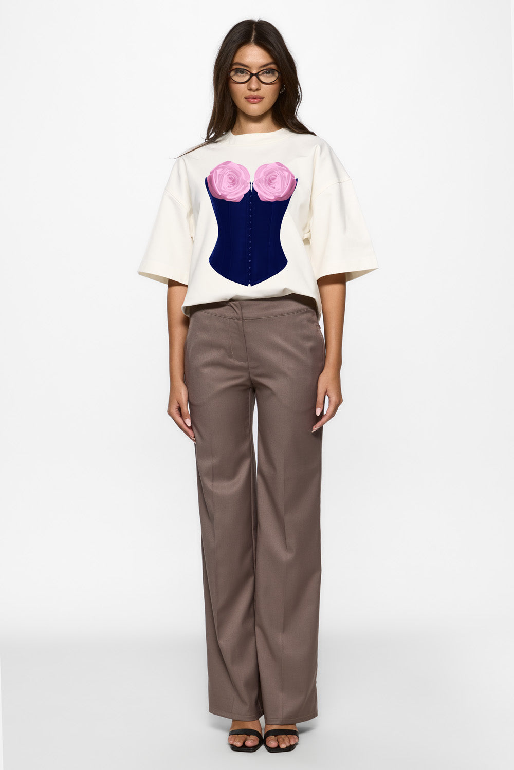 Navy printed T-shirt | Women | Off-White | Modern and elegant style | Comfort and functionality | Atelier Hamza