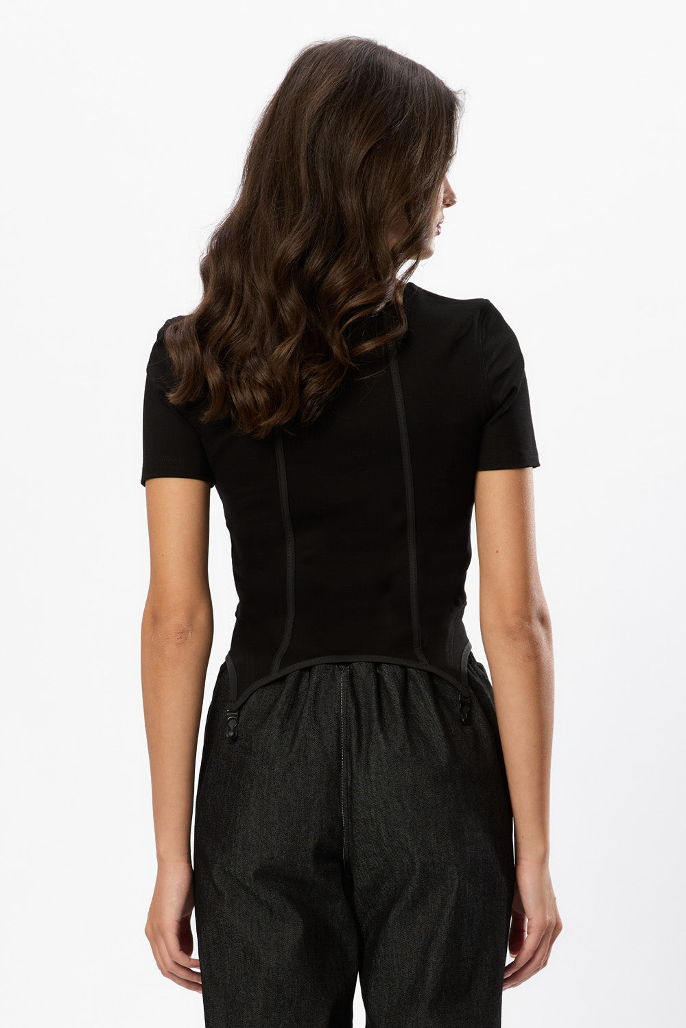 Top negru cu portjartiere Goddess