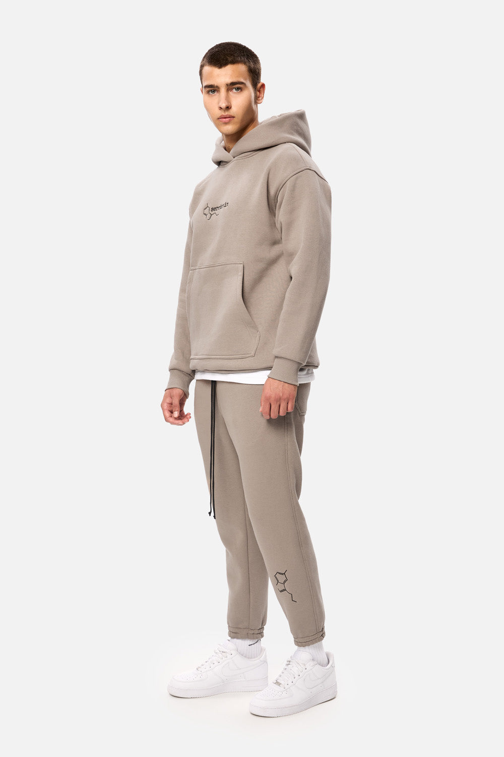 Serotonin Beige Embroidered Fleece Tracksuit