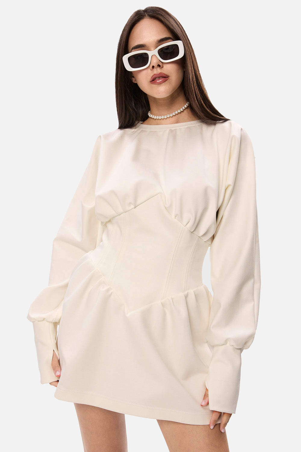 Rochie Off-White cu corset Nyssa