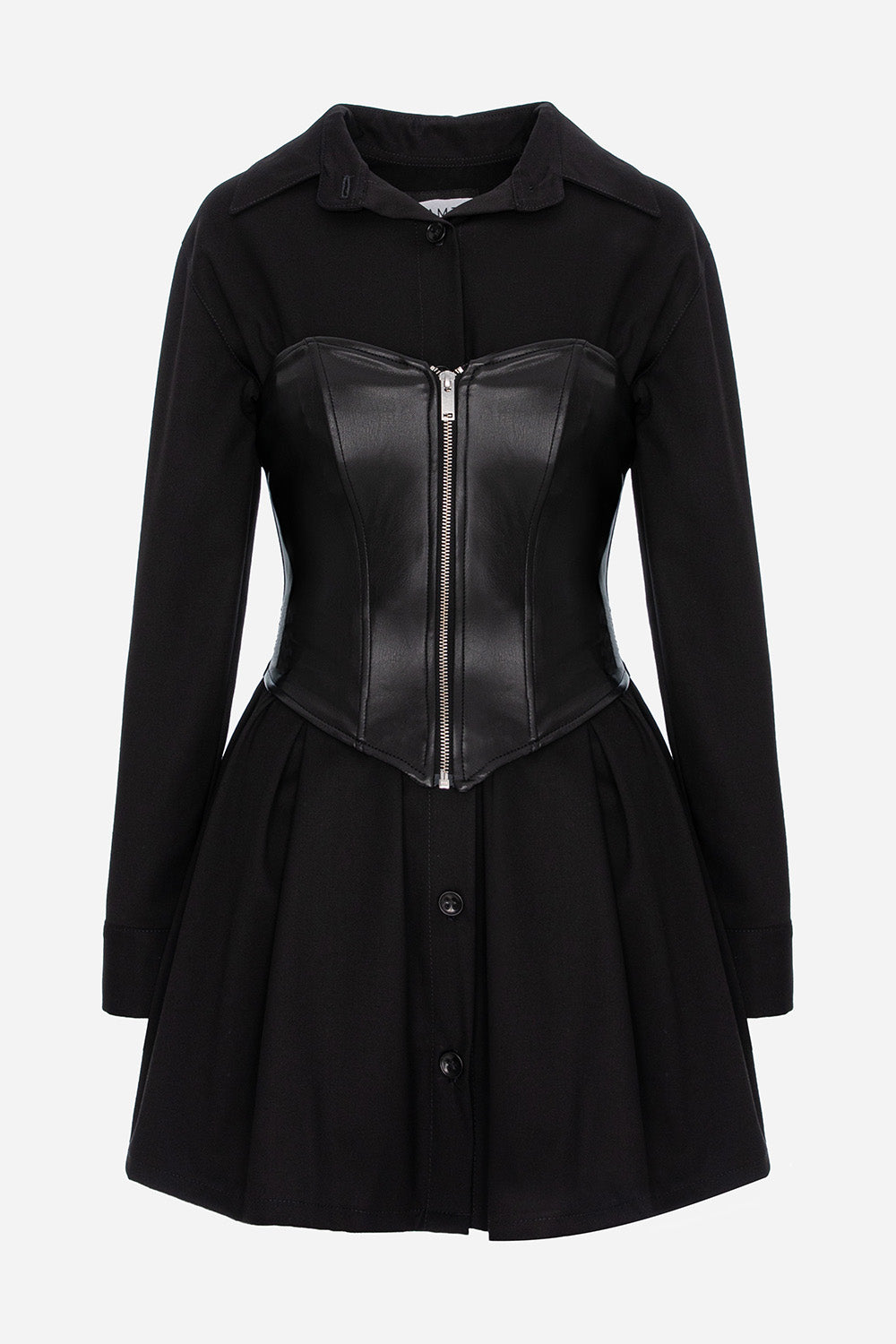 Maris Black Dress with leather corset
