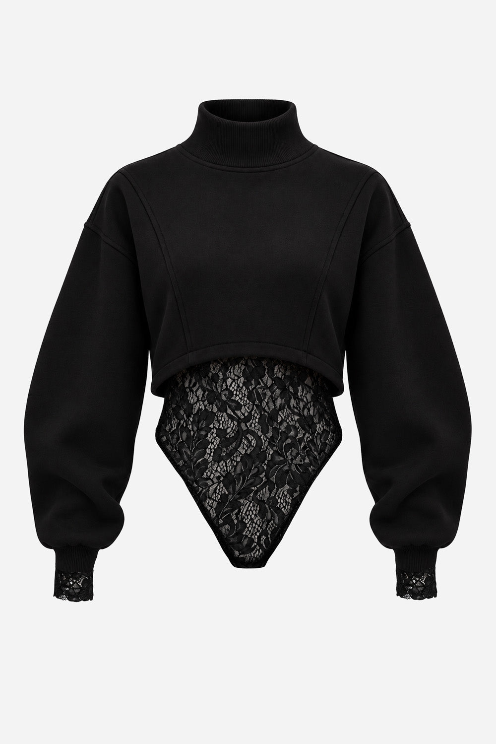 Set helanca neagra din bumbac și body din dantelă neagra Osaka