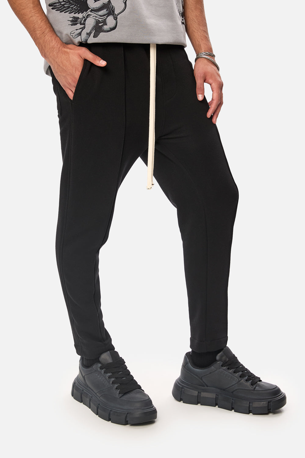 Pantaloni de trening din bumbac negri Thom 