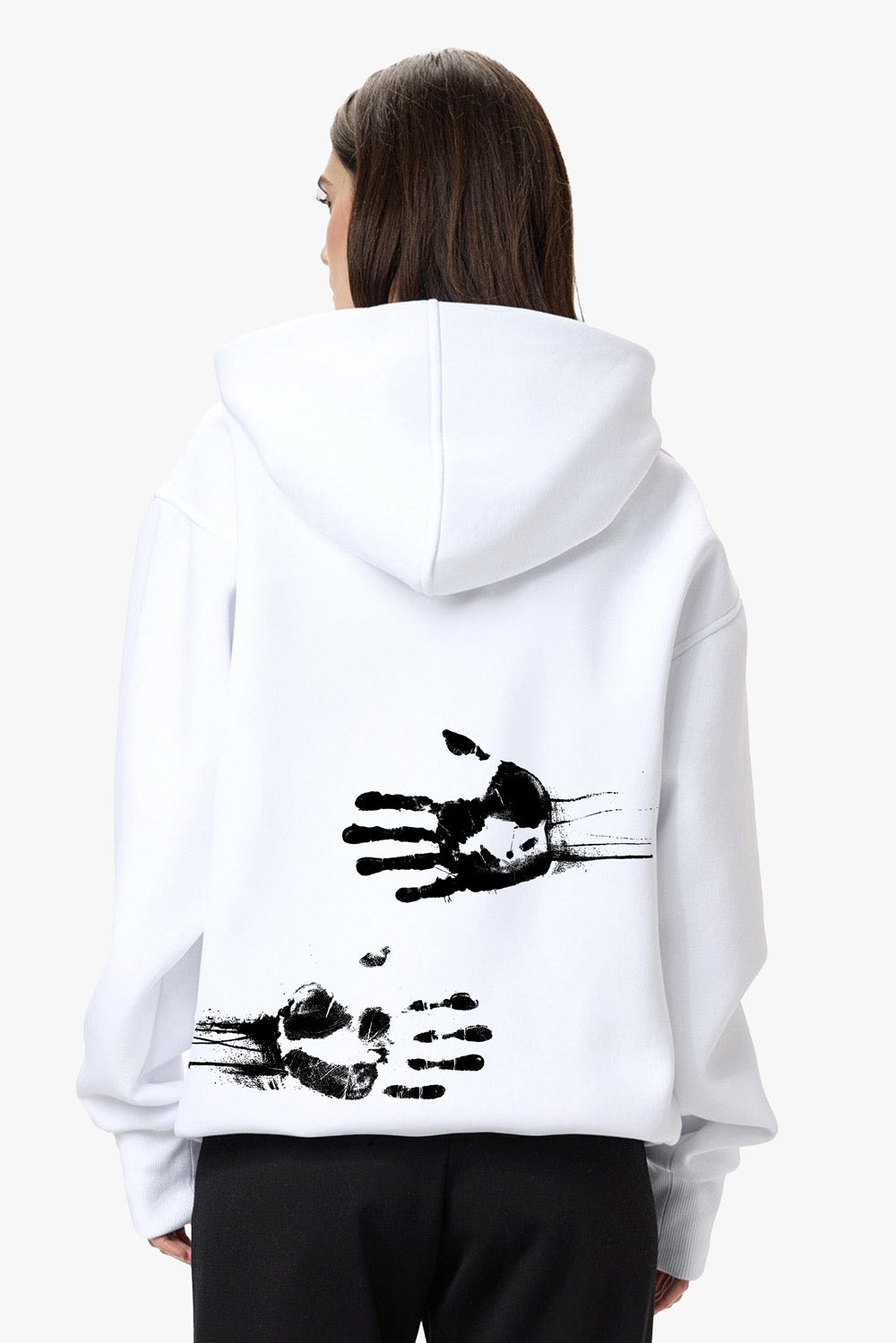 A hug that could last 4ever Printed Fleece Hoodie Femei | Confort & Eleganță | Alb | Atelier Hamza