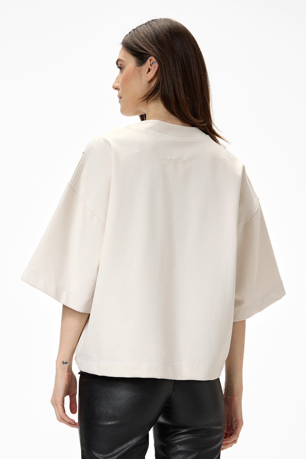 Tricou dama off-white oversized cu imprimeu Pochette