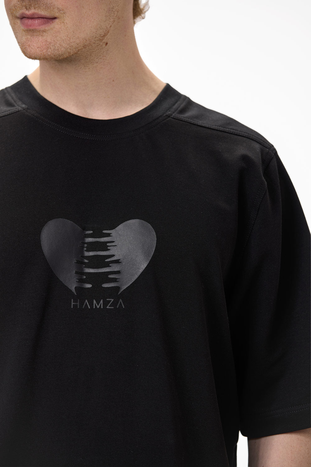 Tricou barbati negru cu imprimeu Heart