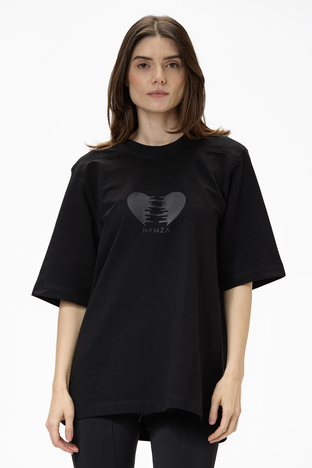 Tricou dama negru cu imprimeu Heart