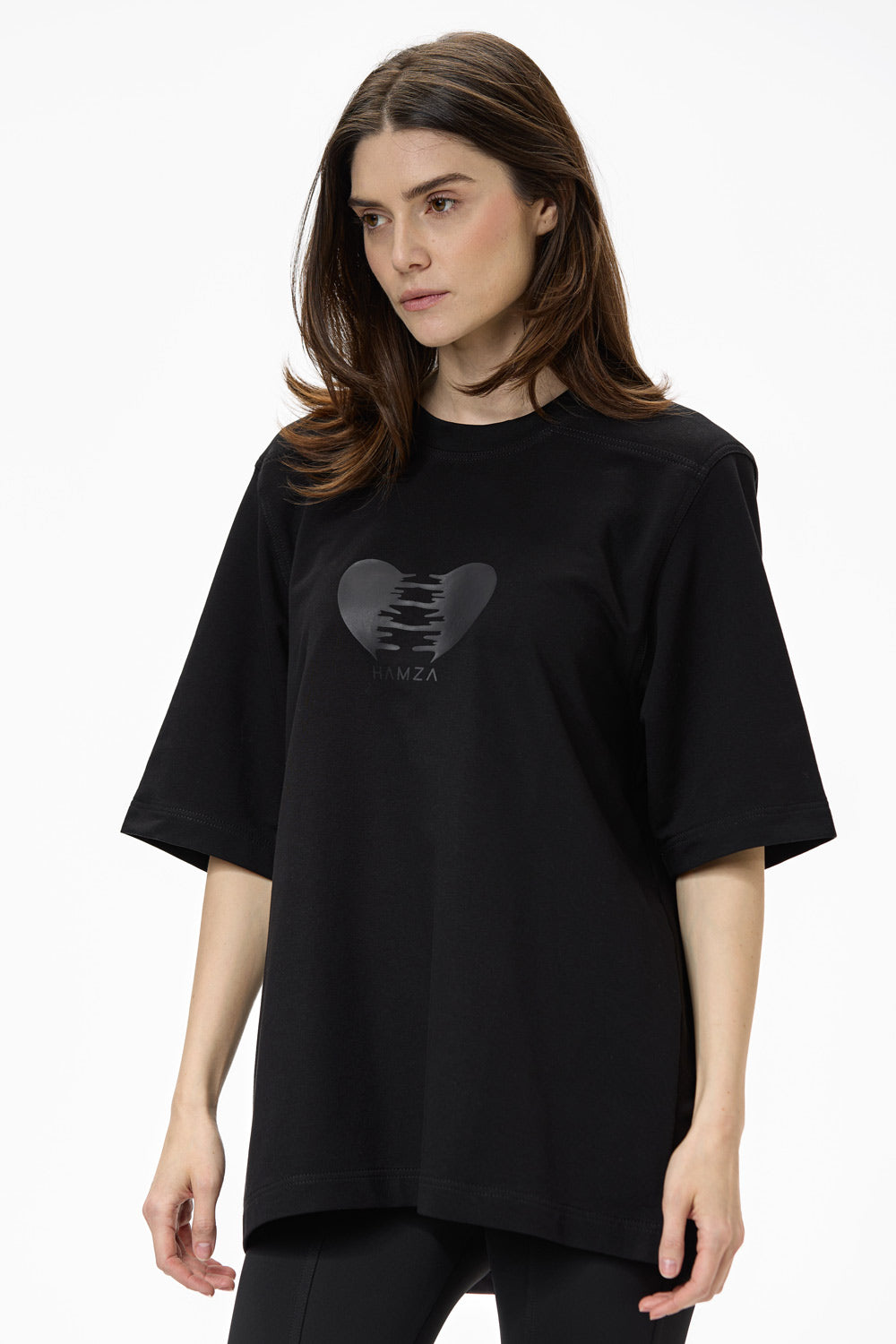 Tricou dama negru cu imprimeu Heart