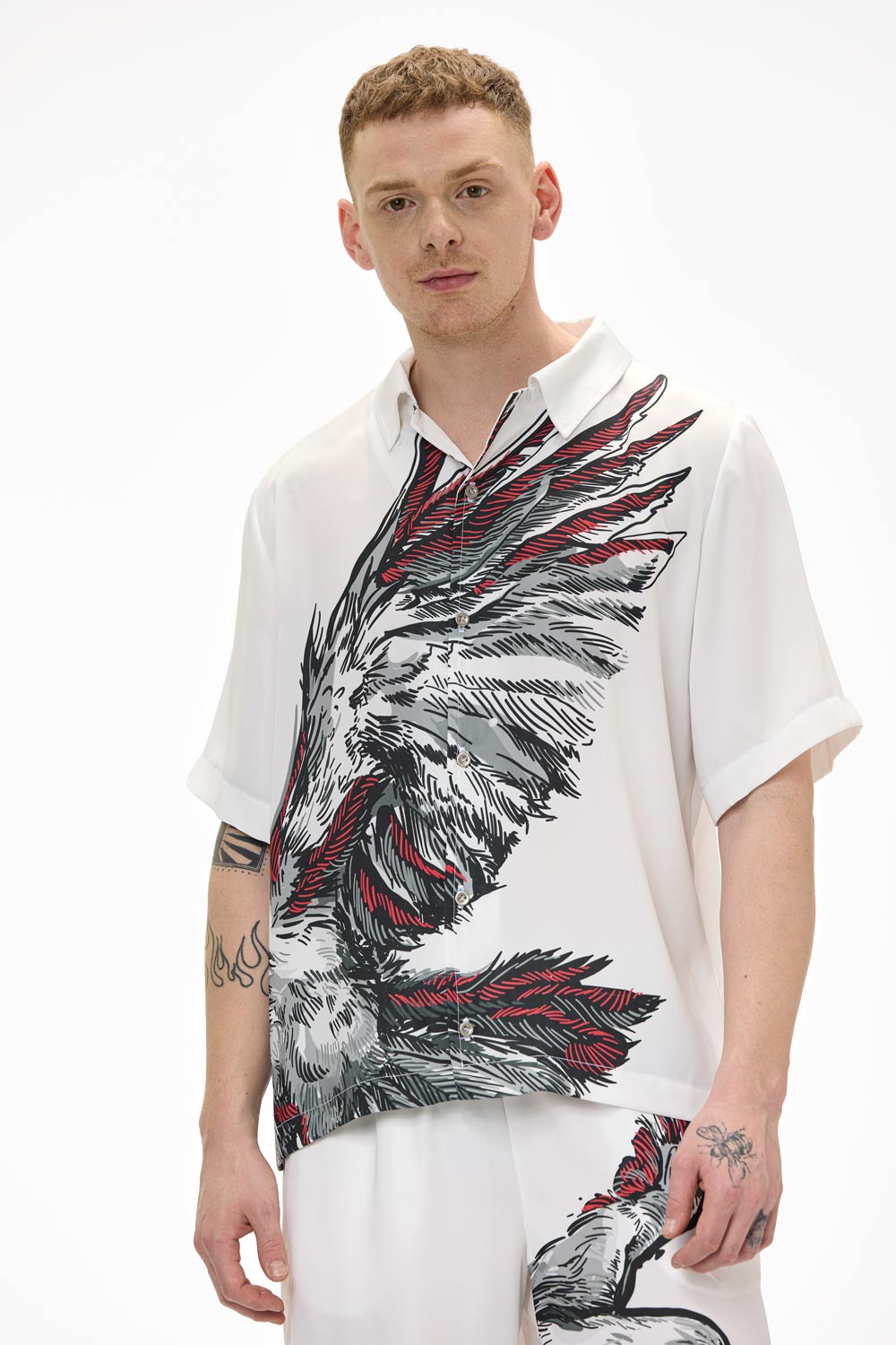 Falcon printed satin shirt