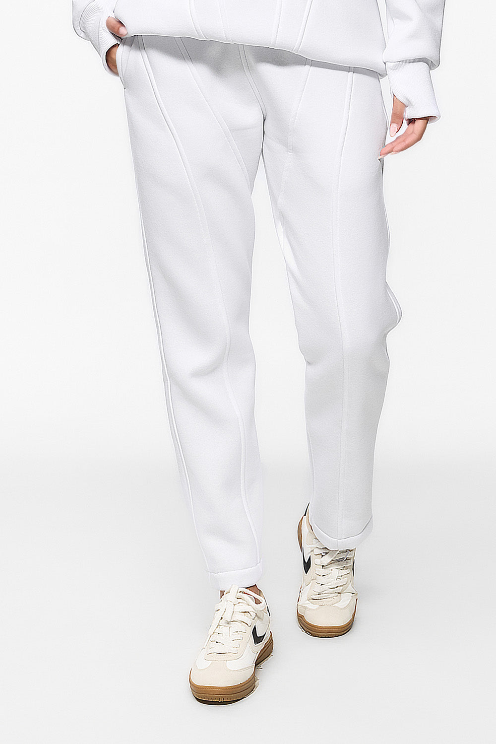 Kora White Stitched Pants