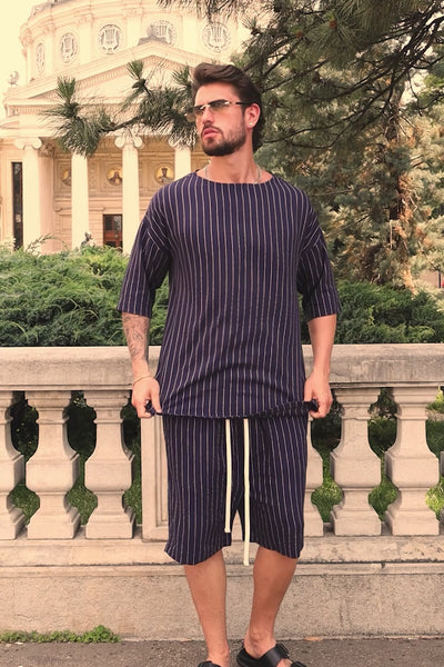Pantaloni scurti din in Monaco | Barbati | Bleumarin | Stil Modern & Elegant | Confort & Funcționalitate | Atelier Hamza