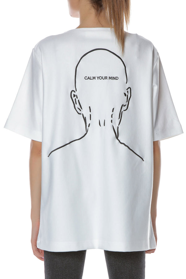 CALM embroidered W T-shirt