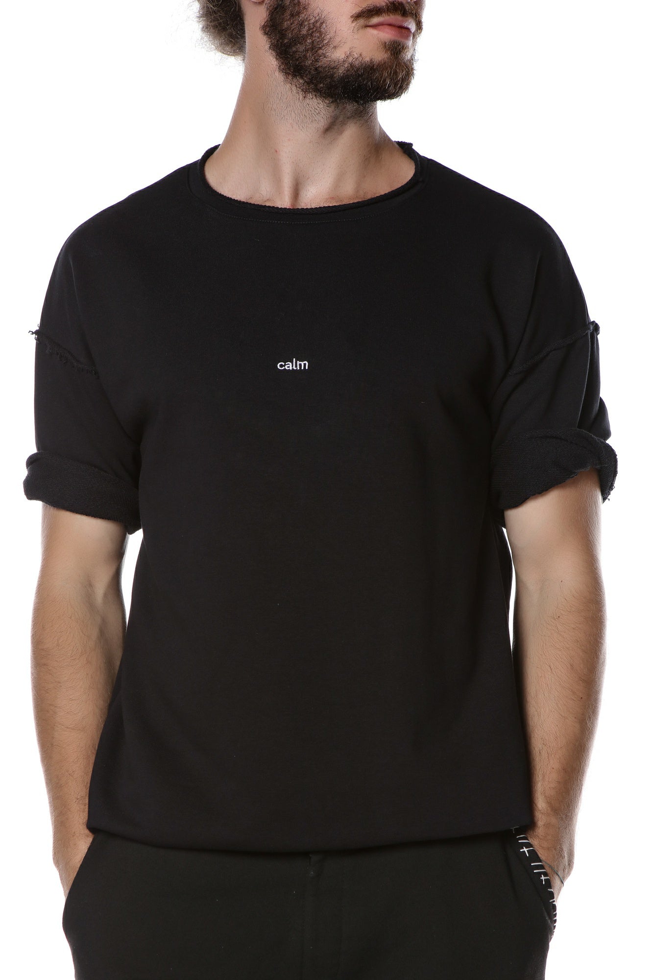 CALM embroidered BLACK T-shirt