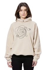 Flat white embroidered W Hoodie
