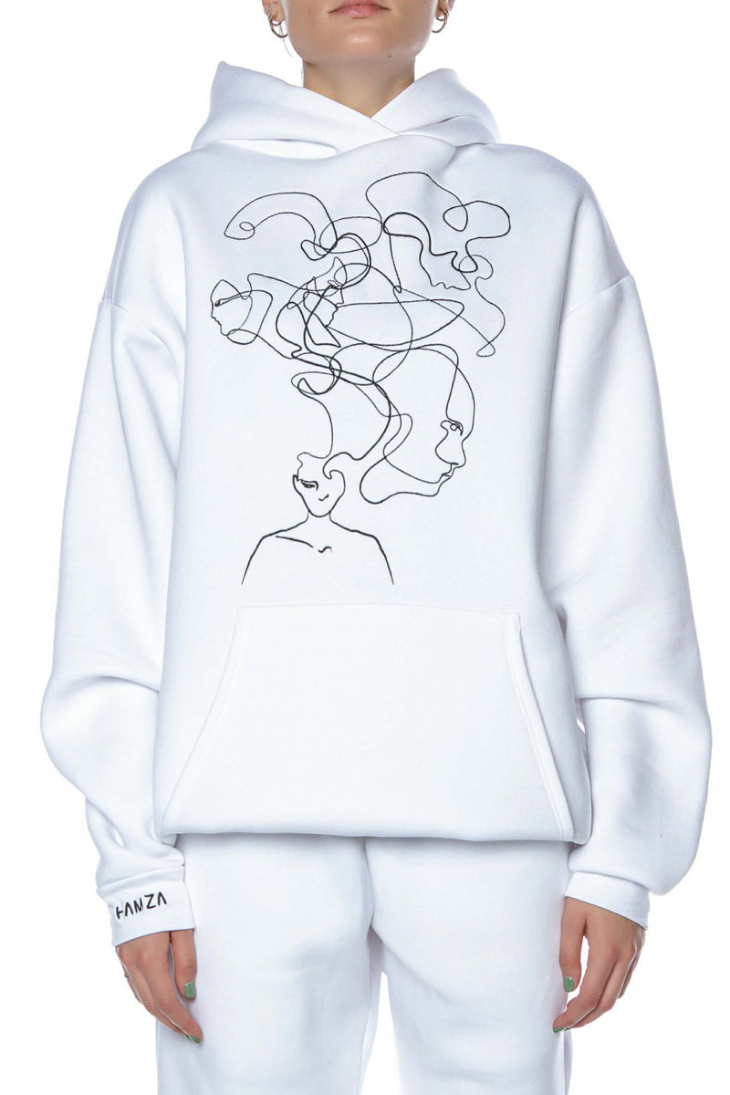 THOUGHTS embroidered W Hoodie