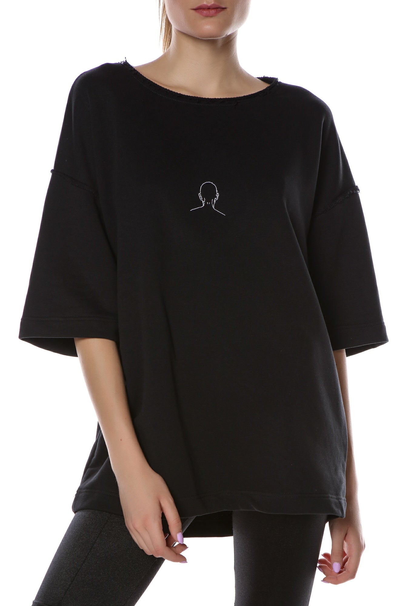 CHAOS embroidered W BLACK T-shirt